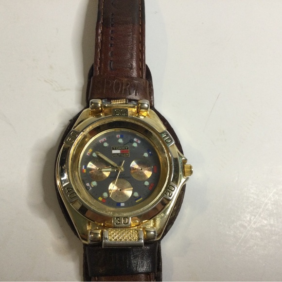 Gold and Brown Watch with Leather Strap - Picture 1 of 6